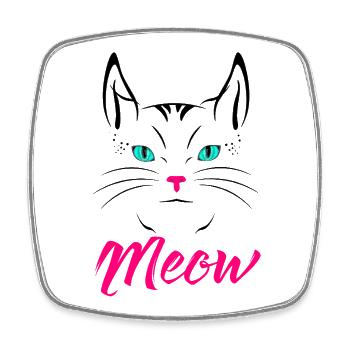 Süßes Katzenmiauen - Viereckiger Kühlschrankmagnet - Weiß - Vorne
