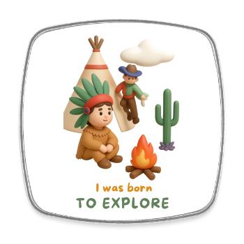 I was born TO EXPLORE - Viereckiger Kühlschrankmagnet - Weiß - Vorne