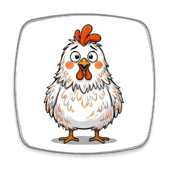 Lustiges Verwirrtes Huhn Funny Chicken - Viereckiger Kühlschrankmagnet - Weiß - Vorne