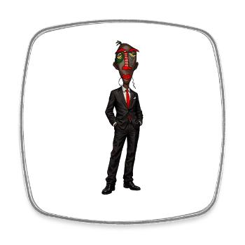Surreales Anzugportrait mit Farbmaske - Viereckiger Kühlschrankmagnet - Weiß - Vorne