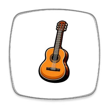 Orange Klassikgitarre auf Schwarz - Viereckiger Kühlschrankmagnet - Weiß - Vorne