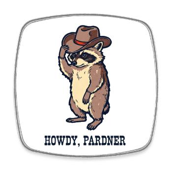 Waschbär-Rancher mit Cowboyhut - Viereckiger Kühlschrankmagnet - Weiß - Vorne
