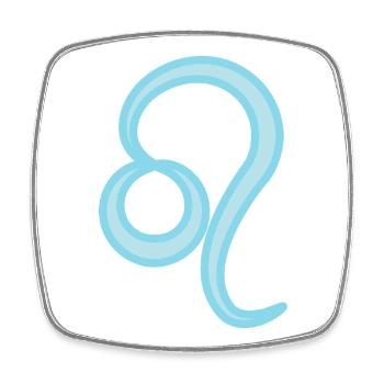 Symbole du signe du zodiaque du Lion : bleu pastel - Magnet carré - blanc - Devant