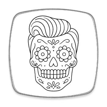 Mexikanischer Totenkopf_Kurzhaarfrisur ausmalen - Viereckiger Kühlschrankmagnet - Weiß - Vorne