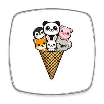 Eiscreme (nicht vegan) - Viereckiger Kühlschrankmagnet - Weiß - Vorne