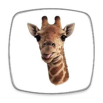 Giraffenkopf mit Zunge - Nahaufnahme - Viereckiger Kühlschrankmagnet - Weiß - Vorne