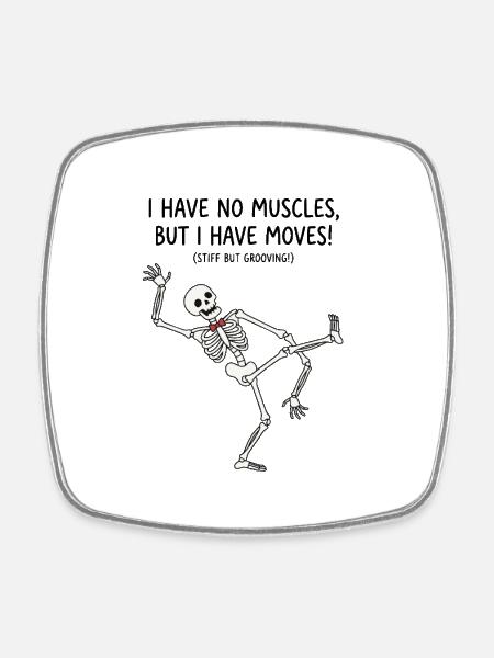 Dancing Skeleton Moves - Square fridge magnet - white