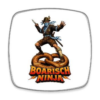 Boarisch Ninja – Retro Bayern Samurai Vintage Shir - Viereckiger Kühlschrankmagnet - Weiß - Vorne