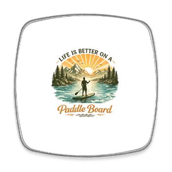 Life is Better on a Paddle Board – Vintage SUP  - Viereckiger Kühlschrankmagnet - Weiß - Vorne
