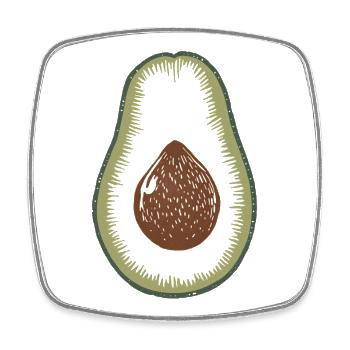 Avocado Botanische Linolschnitt Illustration - Viereckiger Kühlschrankmagnet - Weiß - Vorne