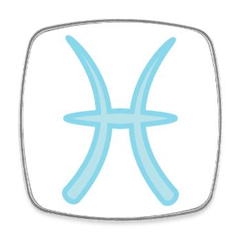 Fische-Tierkreiszeichen Pastellblau - Viereckiger Kühlschrankmagnet - Weiß - Vorne