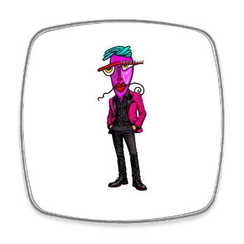 Psychedelic Suit Hero Neon - Square fridge magnet - white - Front