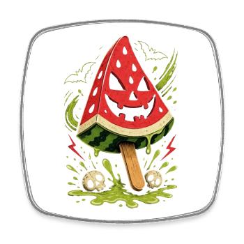 Halloween Sommer Melone - Viereckiger Kühlschrankmagnet - Weiß - Vorne