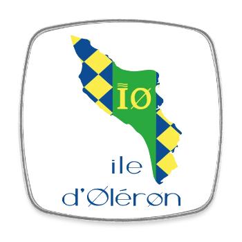 Île d'Oléron Carte Stylisée - Magnet carré - blanc - Devant