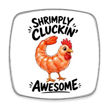 Henne mit Shrimps Lustiges Cartoon Motiv - Viereckiger Kühlschrankmagnet - Weiß - Vorne