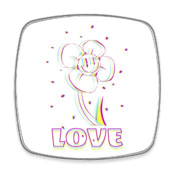 Neon Flower Love - Viereckiger Kühlschrankmagnet - Weiß - Vorne