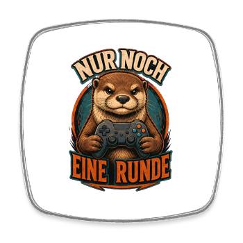 NUR NOCH EINE RUNDE – Biber mit Controller - Viereckiger Kühlschrankmagnet - Weiß - Vorne