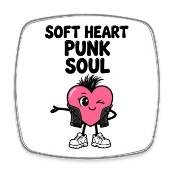 Weiches Herz mit Punkseele - Viereckiger Kühlschrankmagnet - Weiß - Vorne