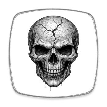 Cracked Skull Gothic Horror-Grafik - Viereckiger Kühlschrankmagnet - Weiß - Vorne