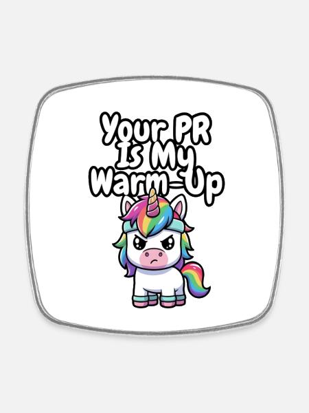 Warm-Up Unicorn PR - Square fridge magnet - white