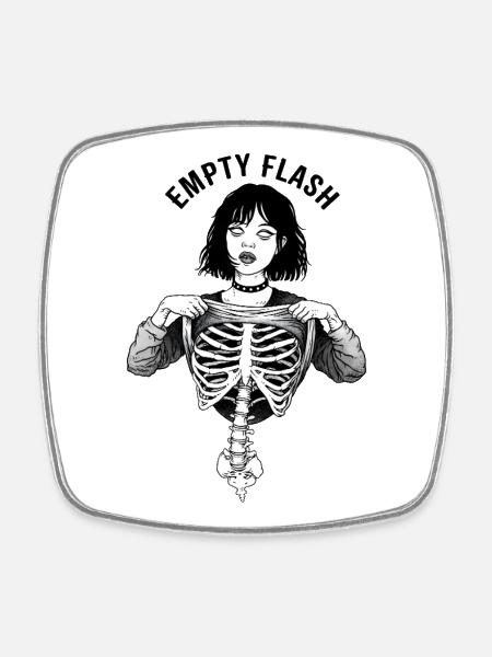 Empty Flash Skeleton - Square fridge magnet - white