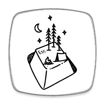 ESC Nature | Geek-Camping - Viereckiger Kühlschrankmagnet - Weiß - Vorne