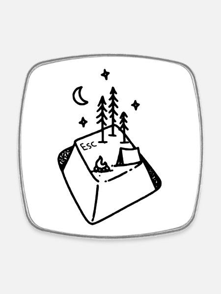 ESC Nature | Geek Camping - Square fridge magnet - white