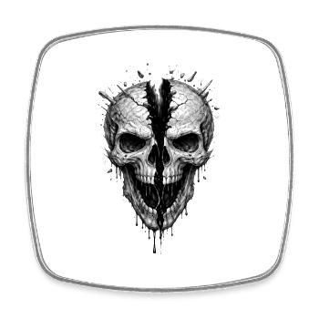 Split Skull Gothic Horror-Grafik - Viereckiger Kühlschrankmagnet - Weiß - Vorne