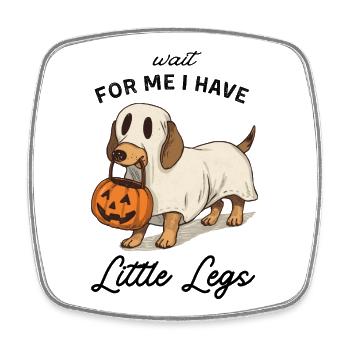 Dachshund Ghost Halloween Pumpkin - Square fridge magnet - white - Front