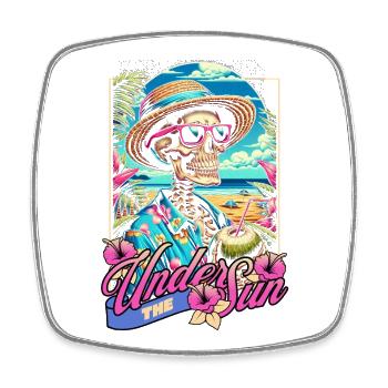 Under The Sun Skull Strand Sommer Geschenk - Viereckiger Kühlschrankmagnet - Weiß - Vorne