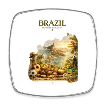 Brazil Tropical Explorer Artwork - Viereckiger Kühlschrankmagnet - Weiß - Vorne