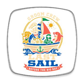 Last sailing trip before the wedding - Square fridge magnet - white - Front