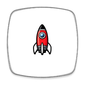 Comic Rocket Retro - Square fridge magnet - white - Front