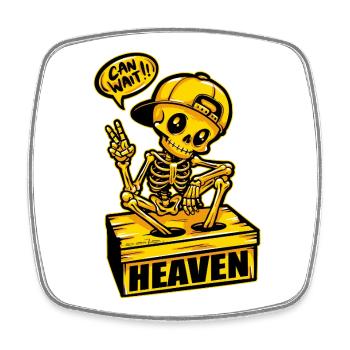 Skelett Heaven can wait - Viereckiger Kühlschrankmagnet - Weiß - Vorne