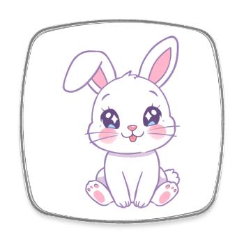 Kawaii Bunny Pastel Shine - Magnet carré - blanc - Devant