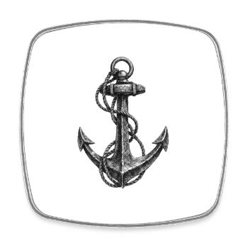 Anchor Sketch Nautical Graphic - Square fridge magnet - white - Front