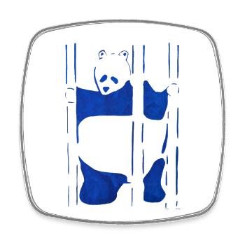 Panda in Wasserfarbe, handgezeichnet, No AI - Viereckiger Kühlschrankmagnet - Weiß - Vorne