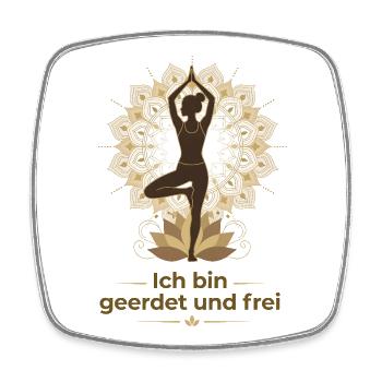 Geerdet und Frei Yoga Mandala - Viereckiger Kühlschrankmagnet - Weiß - Vorne