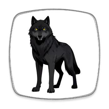 Black wolf with yellow eyes - Square fridge magnet - white - Front