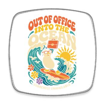 Penguin on vacation – Out of Office - Square fridge magnet - white - Front