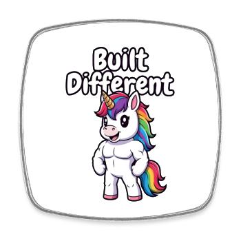 Built Different Unicorn Muscular - Square fridge magnet - white - Front