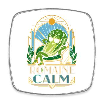 Romaine Calm Salad Pun - Square fridge magnet - white - Front