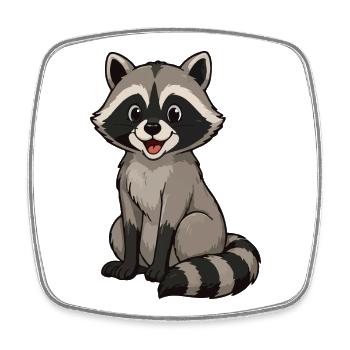 Cheerful raccoon cartoon motif - Square fridge magnet - white - Front