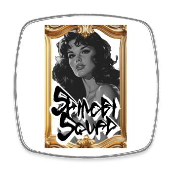 Monochrome Graffiti Portrait - Square fridge magnet - white - Front