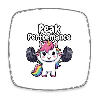 Peak Performance Unicorn Lifter - Square fridge magnet - white - Front