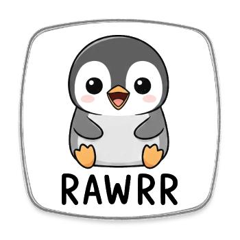 Pingouin de dessins animés mignons Chibi Rawr - Magnet carré - blanc - Devant