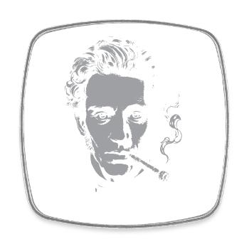 Soren Kierkegaard Portrait with Cigar - Square fridge magnet - white - Front
