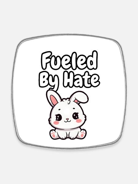 Fueled By Hate Bunny - Firkantet køleskabsmagnet - hvid