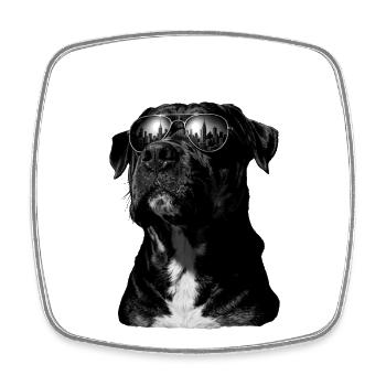 City view dog with sunglasses - Square fridge magnet - white - Front