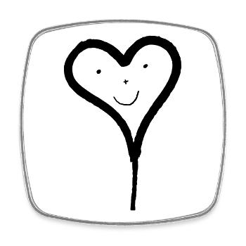 Ballon en forme de cœur avec visage - Magnet carré - blanc - Devant